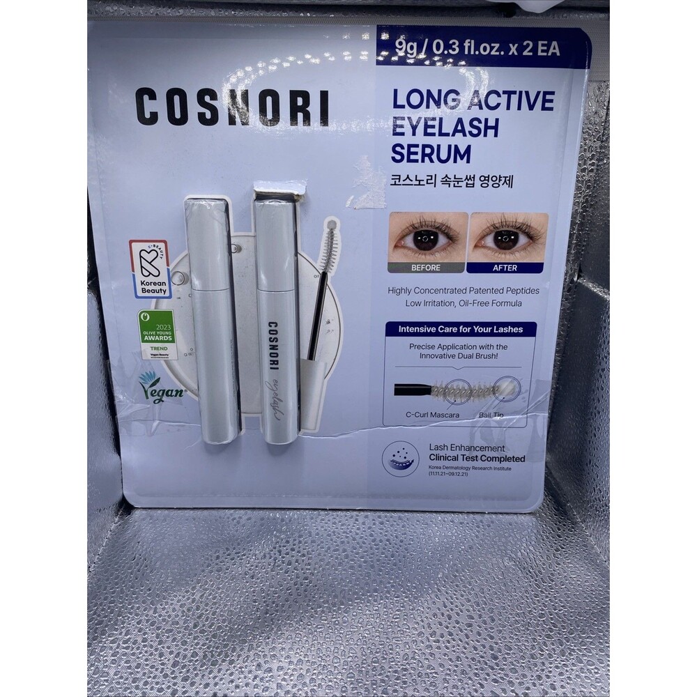 COSNORI Long Active Eyelash Serum, Korean, 0.3 fl oz, 2pk Exp. 2028 New Open